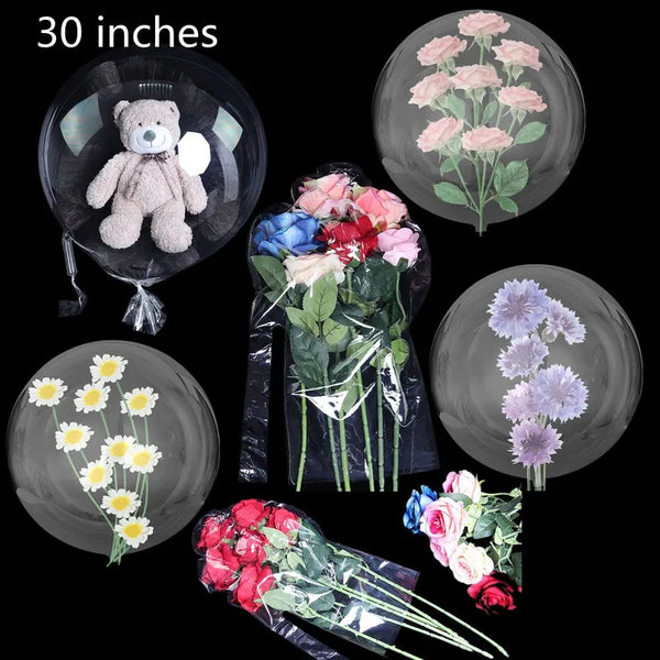 30inch Big BOBO Balloon for Birthday Valentines Day Large Transparent Balloons for Wedding Decoration Flower Gift Baby Shower