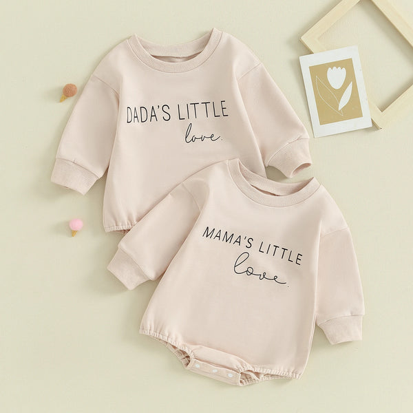 Baby Girl Valentine's Day Outfits Long Sleeve DADS  MAMAS Love Letter Print Sweatshirt Romper Sweety Baby Bodysuits Jumpsuits